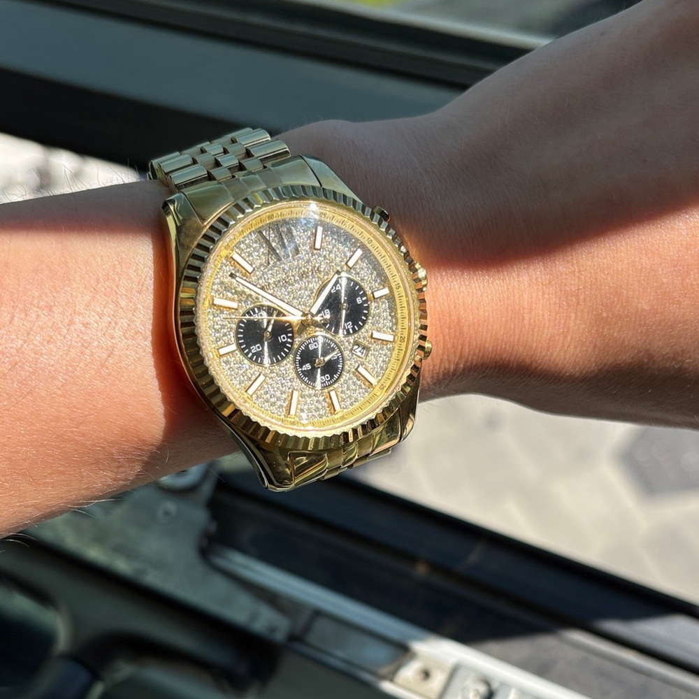 Michael Kors Lexington Chronographic Watch with Crystal Pave Dial